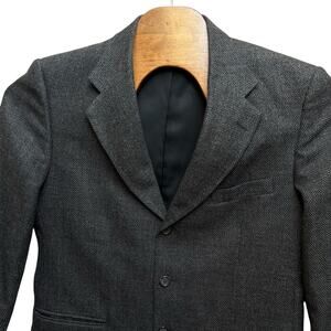 Stafford 100% Lambs Wool Jacket Men's Size 40S Black Gray Sport Coat Blazer